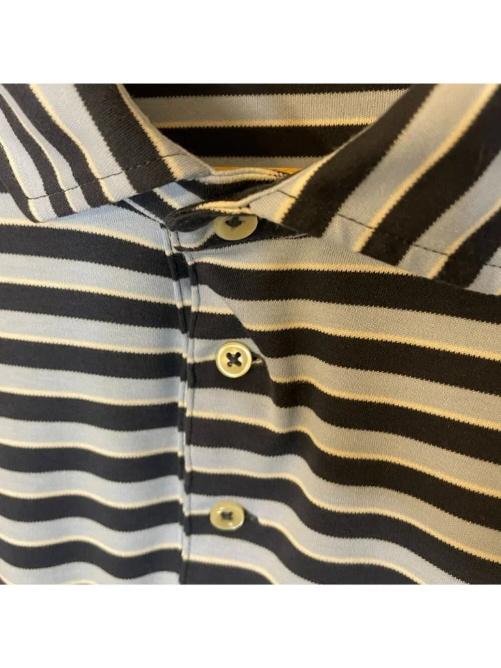 Polo Ralph Lauren Striped Polo Golf Shirt Blue L Embroidered Pony Logo Soft